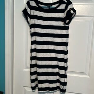Banana Republic navy with white stripes tshirt dress with cap sleeve